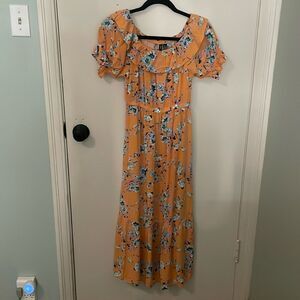 Vero Moda Vibrant Orange Floral Maxi Dress